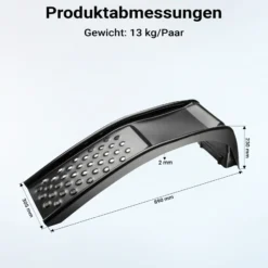Wiltec Stahl Auffahrrampen Paar 3,6 t für PKW, 200 mm Hubhöhe und 235 mm Breite, stapelbare Autorampe, Verladerampe für Auto, Motorrad, ATV und Quad