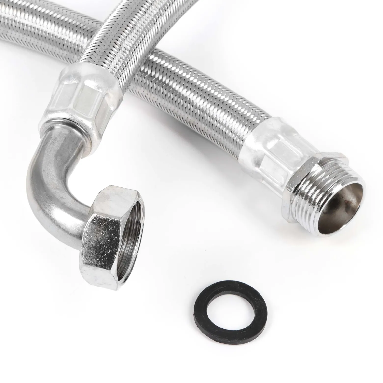 Wiltec Stahlflex Wasserschlauch 0,3 m DN25 32,89 mm für Hauswasserwerke, Flexschlauch, Panzerschlauch für Pumpe, Hauswasserwerke und Druckkessel