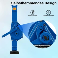 Wiltec Stahlwinde 3000 kg mit Bauhöhe 725 mm, 350 mm Hubhöhe, Robuste Zahnstangenwinde, Hubwinde mit 2 Ansätzen, Stockwinde