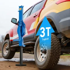 Wiltec Stahlwinde 3000 kg mit Bauhöhe 725 mm, 350 mm Hubhöhe, Robuste Zahnstangenwinde, Hubwinde mit 2 Ansätzen, Stockwinde