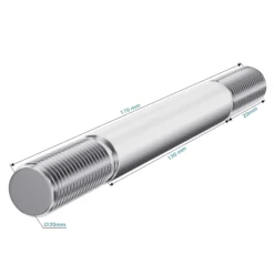 Wiltec Standard Steckachse 170 x 20 mm für Schubkarre, Nabenbreite 130 mm, Achse für Schubkarren Rad, Trolley, Sackkarre, Handwagen