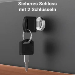 Wiltec Standbriefkasten mit Zeitungsrolle in Holzoptik 395 x 142 x 1150 mm aus Stahl, Briefkasten mit Zeitungsfach, Postkasten mit 2 Schlüssel