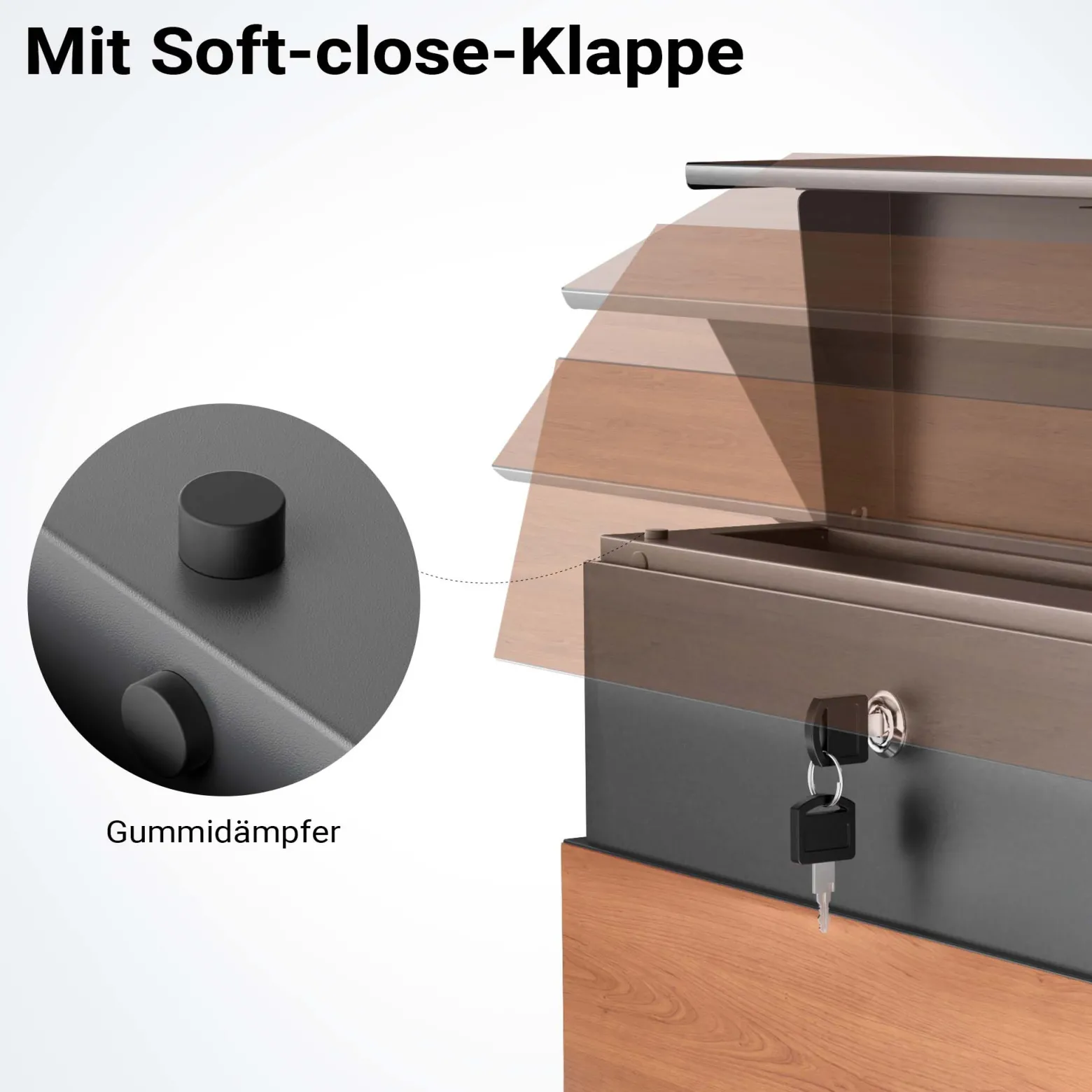 Wiltec Standbriefkasten mit Zeitungsrolle in Holzoptik 395 x 142 x 1150 mm aus Stahl, Briefkasten mit Zeitungsfach, Postkasten mit 2 Schlüssel