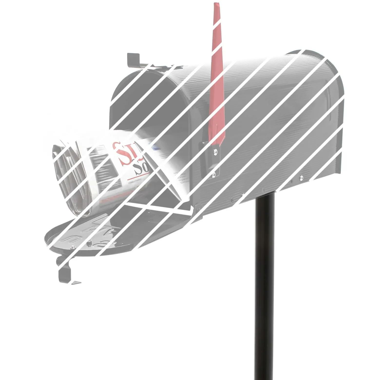 Wiltec Standfuß schwarz 190 x 190 x 1430 mm für US Mailbox, amerikanischer Briefkasten mit Fahne, Standbriefkasten Ständer Stahl amerikanisches Design