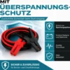 Wiltec Starthilfekabel 350 A 25 mm² 3 m mit Überspannungsschutz für Benzin- u. Dieselmotoren