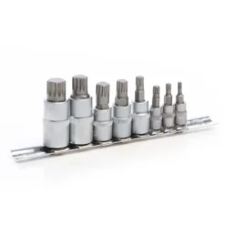 Wiltec Steckschlüsselsatz XZN Innen Vielzahn 8-tlg M4-M16 Nüsse Bits Werkzeug Set, hochwertige Steckschlüssel für Werkstatt, Stecknüsse für Schraubarbeiten