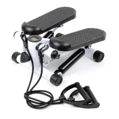 Wiltec Stepper 41 x 30 x 18 cm mit Trainingscomputer, Hometrainer für Fitness für Beine & Po, Ministepper mit Trainingsbändern, Ausdauertraining