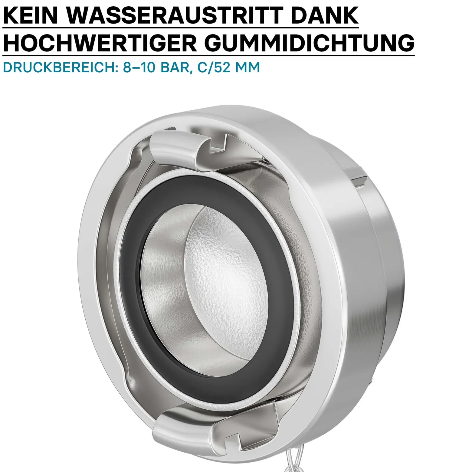 Wiltec Storz Blindkupplung C 52mm 2" mit Kette aus Aluminium zum temporären Verschließen von Storzabgängen