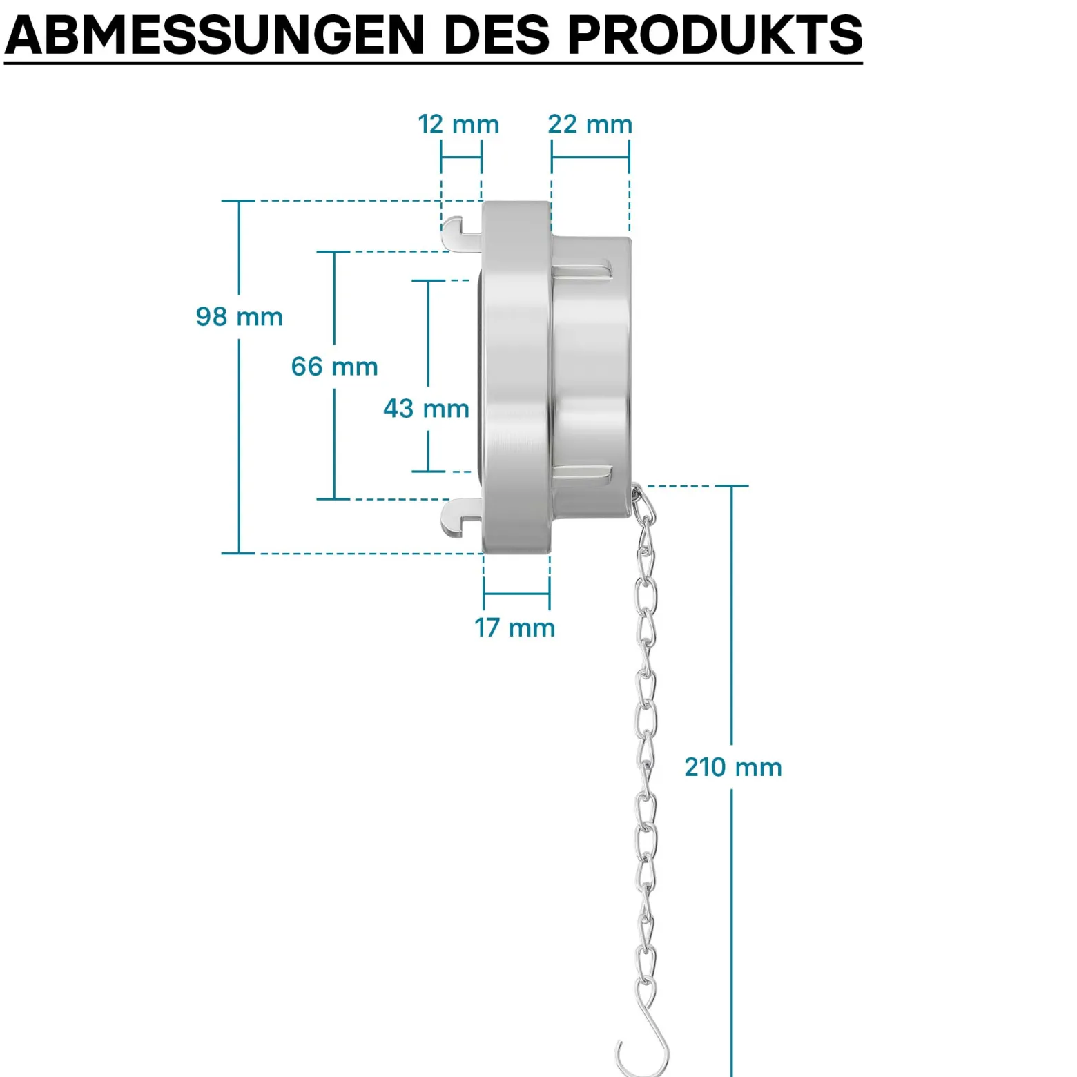 Wiltec Storz Blindkupplung C 52mm 2" mit Kette aus Aluminium zum temporären Verschließen von Storzabgängen