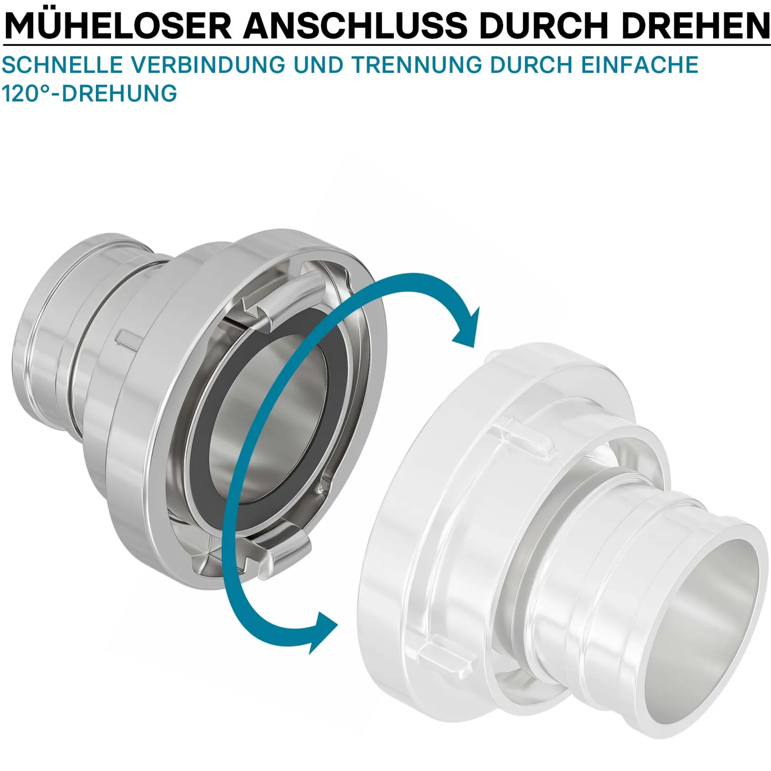 Wiltec Storz Kupplung B 75mm Druckkupplung mit langem Stutzen Schlauchkupplung aus Aluminium