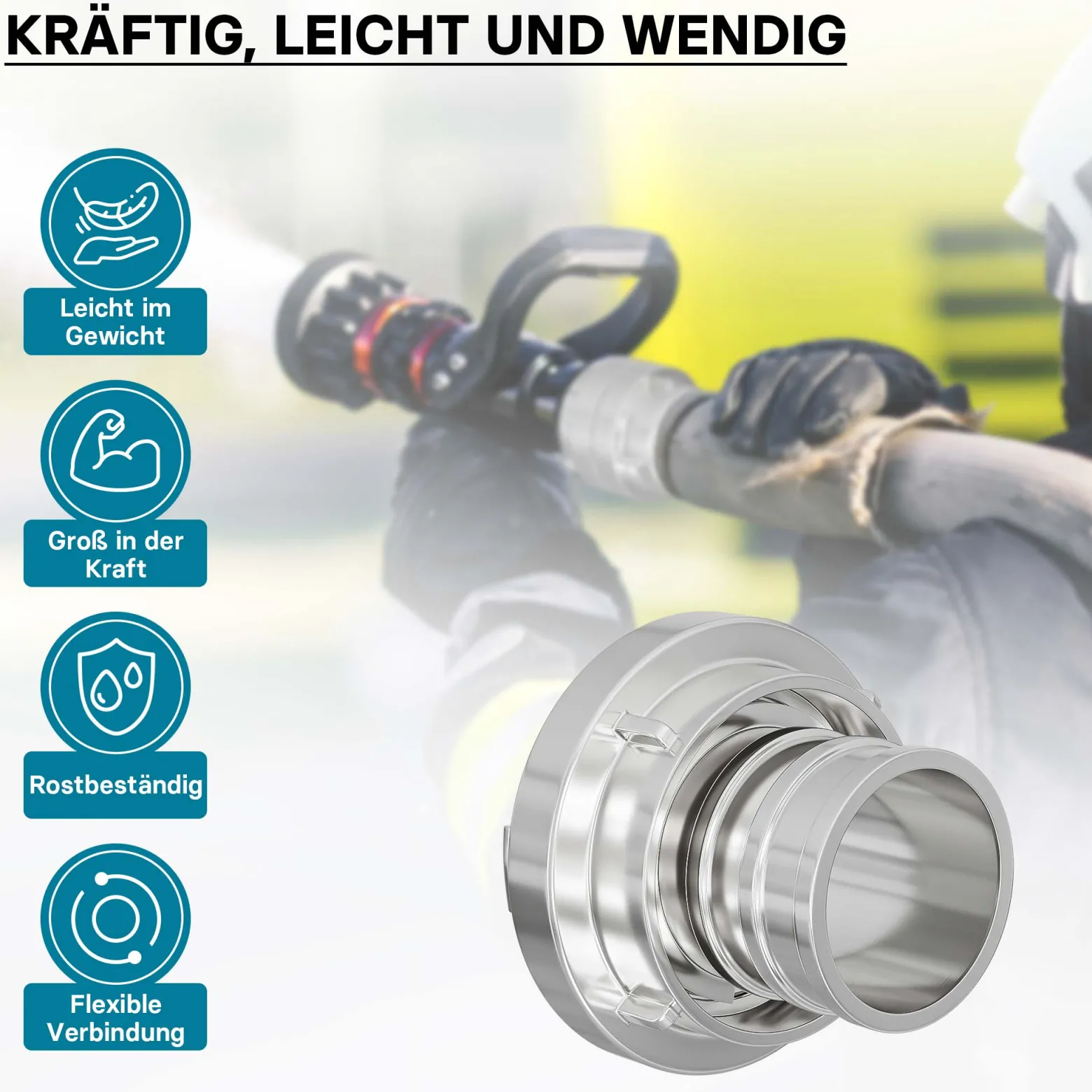 Wiltec Storz Kupplung B 75mm Druckkupplung mit langem Stutzen Schlauchkupplung aus Aluminium
