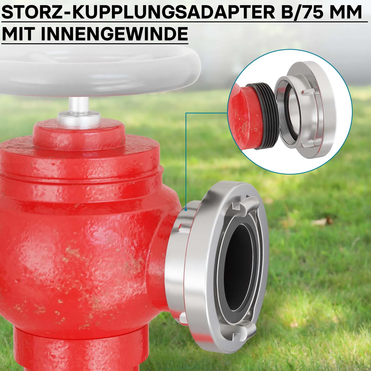 Wiltec Storz Kupplung B 89mm Festkupplung 75-B mit Innengewinde 3"X3" BSP aus Aluminium B Schlauchkupplung