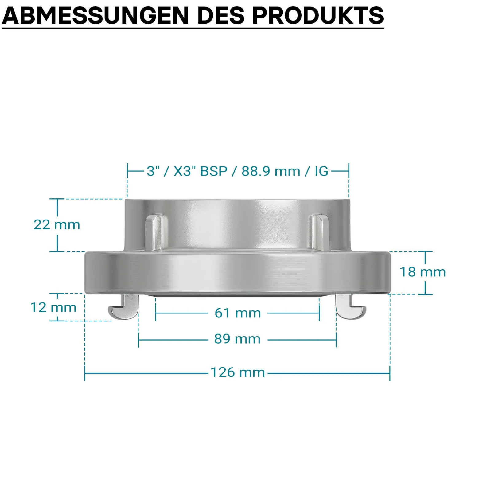Wiltec Storz Kupplung B 89mm Festkupplung 75-B mit Innengewinde 3"X3" BSP aus Aluminium B Schlauchkupplung