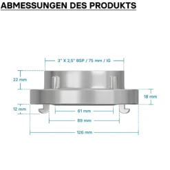 Wiltec Storz Kupplung B 75mm Festkupplung 75-B mit Innengewinde 3