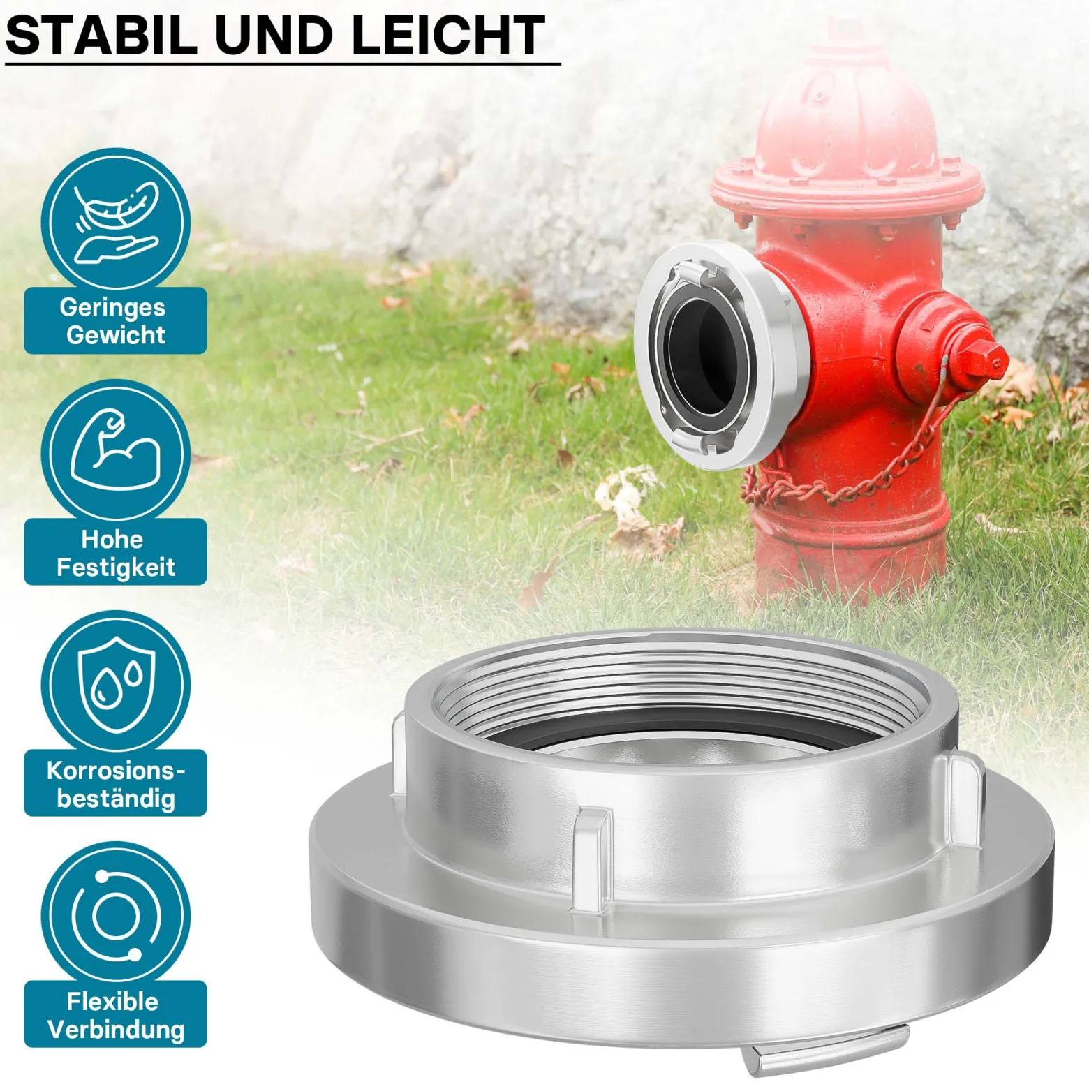 Wiltec Storz Kupplung B 75mm Festkupplung 75-B mit Innengewinde 3"X2,5" BSP aus Aluminium B Schlauchkupplung