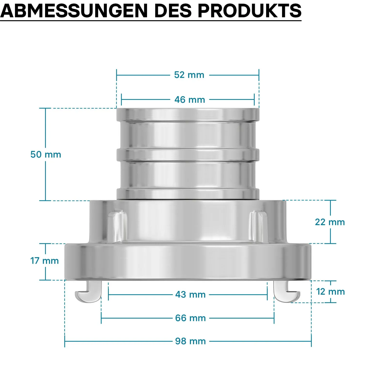 Wiltec Storz Kupplung C 52mm Druckkupplung mit langem Stutzen Schlauchkupplung aus Aluminium