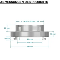 Wiltec Storz Kupplung C 52mm Festkupplung mit Innengewinde 2