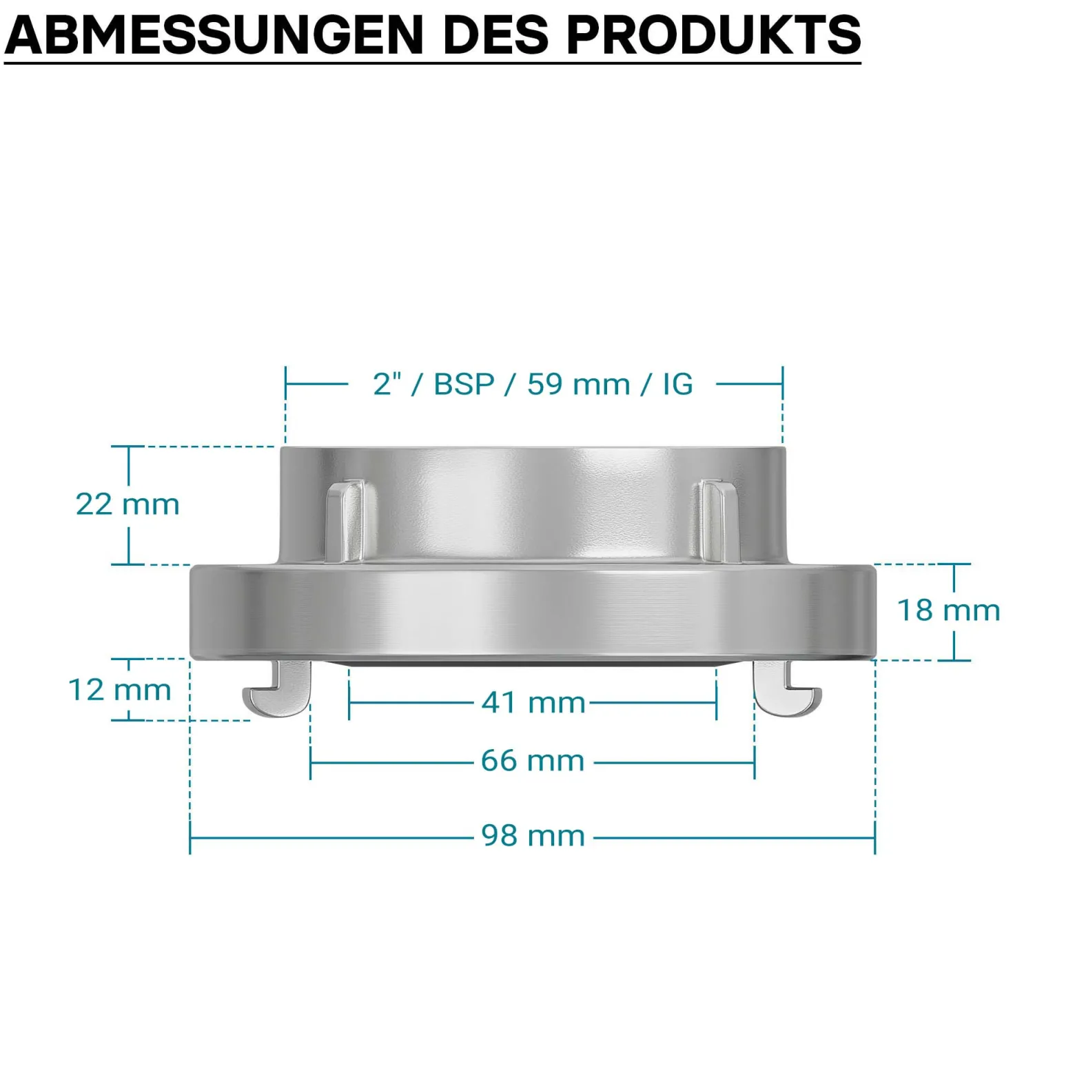 Wiltec Storz Kupplung C 52mm Festkupplung mit Innengewinde 2" 59,25mm aus Aluminium C Schlauchkupplung