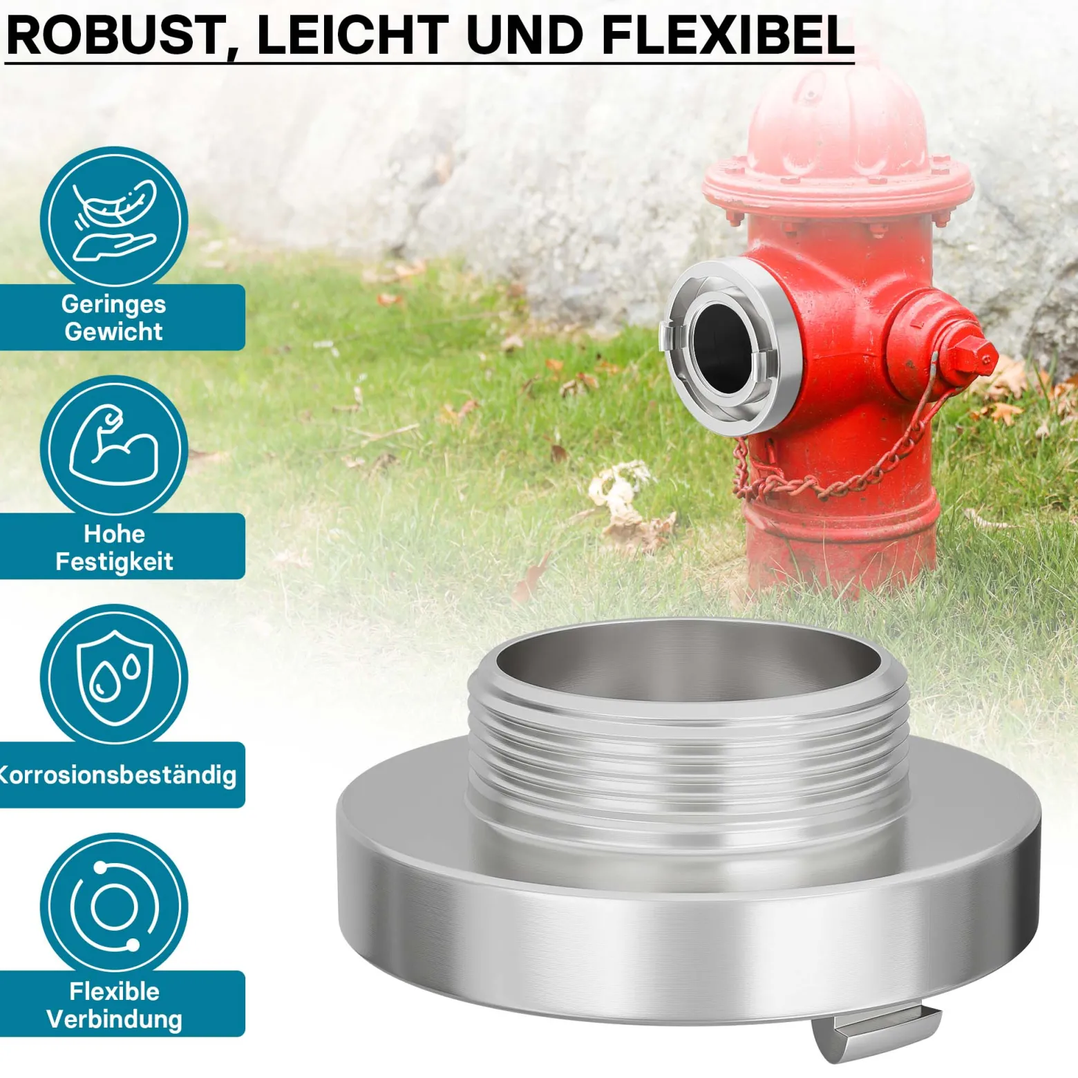 Wiltec Storz Kupplung C 52mm Festkupplung mit Außengewinde 2" 59,25mm aus Aluminium C Schlauchkupplung