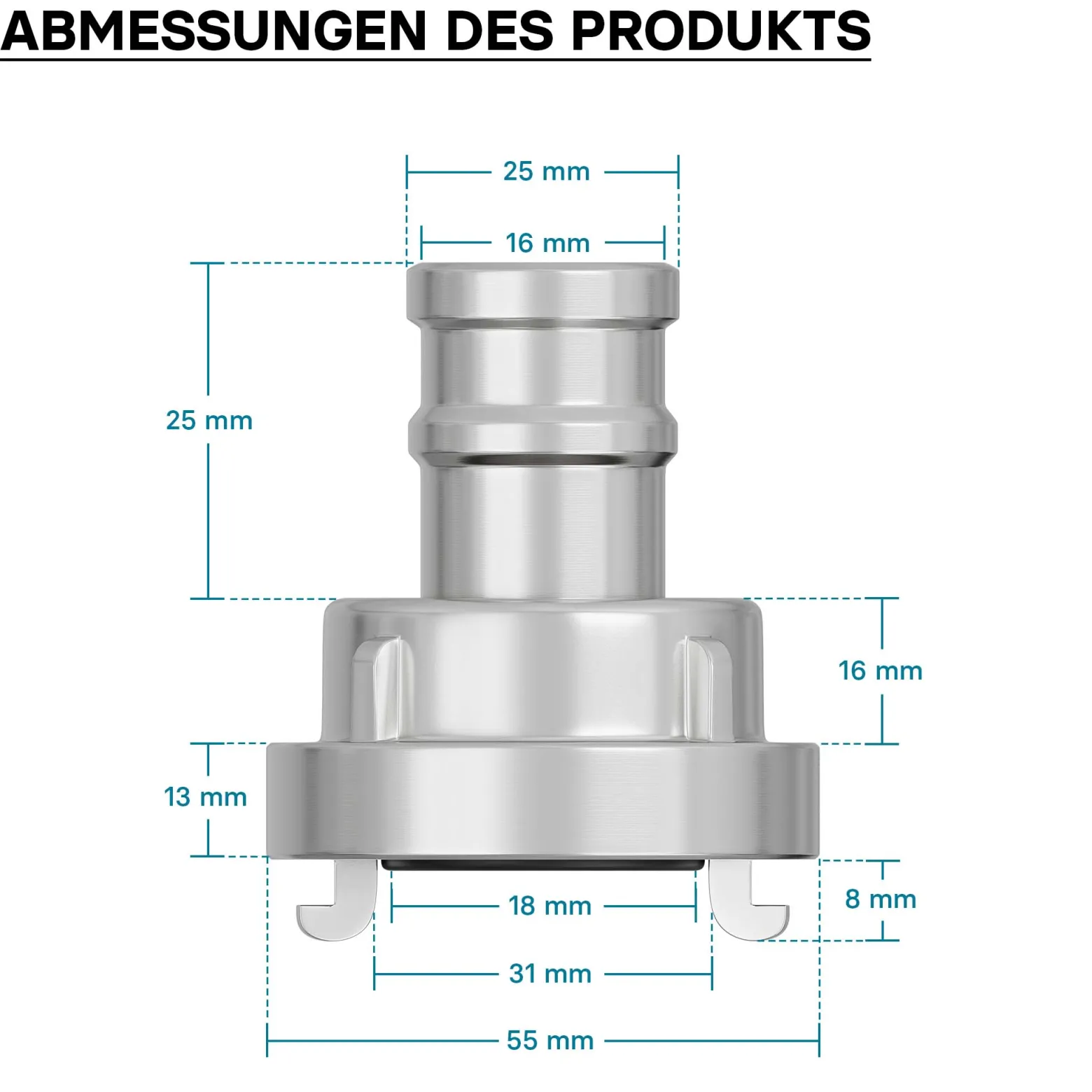 Wiltec Storz Kupplung D 25mm Druckkupplung mit langem Stutzen Schlauchkupplung aus Aluminium
