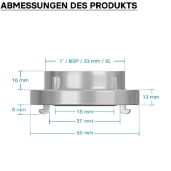 Wiltec Storz Kupplung D 25mm Festkupplung mit Innengewinde 1" 32,89mm aus Aluminium D Schlauchkupplung