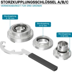 Wiltec Storz Kupplungsschlüssel für die Größen A 110 B 75 C 52 zum Lösen von Storz Kupplungen Schlüssel Storz Kupplung