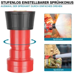 Wiltec Strahlrohrdüse für Kleinstrahlrohr Schlauchdüse 38,1mm (1,5") für Feuerwehr oder Garten