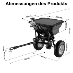 Wiltec Streuwagen GT1507 29L für Dünger, Saatgut, Streusalz, Sand gleichmäßiges Streuen