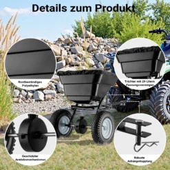 Wiltec Streuwagen GT1507 29L für Dünger, Saatgut, Streusalz, Sand gleichmäßiges Streuen