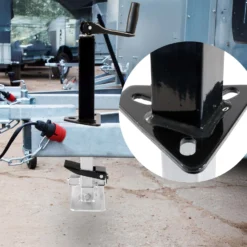 Wiltec Stützfuß 900 kg Kurbel oben mit A-Rahmen-Halterung, höhenverstellbare Anhängerstütze mit Fußpedal, Abstellstütze für Wohnwagen und Anhänger, Wohnwagenstütze mit Sicherungsstift