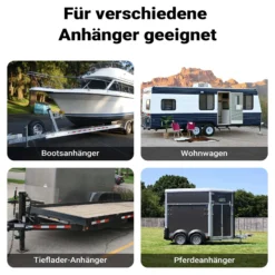 Wiltec Stützfuß 900 kg Kurbel oben mit Rohrhalterung, höhenverstellbare Anhängerstütze mit Fußpedal, Abstellstütze für Wohnwagen und Anhänger, Wohnwagenstütze mit Sicherungsstift