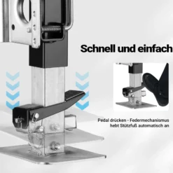 Wiltec Stützfuß 900 kg Kurbel seitlich mit Schwenkhalterung, höhenverstellbare Anhängerstütze mit Fußpedal, Abstellstütze für Wohnwagen und Anhänger, Wohnwagenstütze mit Sicherungsstift