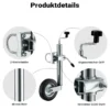 Wiltec Stützrad für Anhänger bis 362 kg ø48 mm, Bugrad inkl. Klemmhalter & Schellen, Abstellstütze mit pannensicheren Reifen