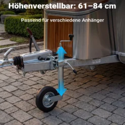 Wiltec Stützrad für Anhänger bis 362 kg ø48 mm, Bugrad inkl. Klemmhalter & Schellen, Abstellstütze mit pannensicheren Reifen