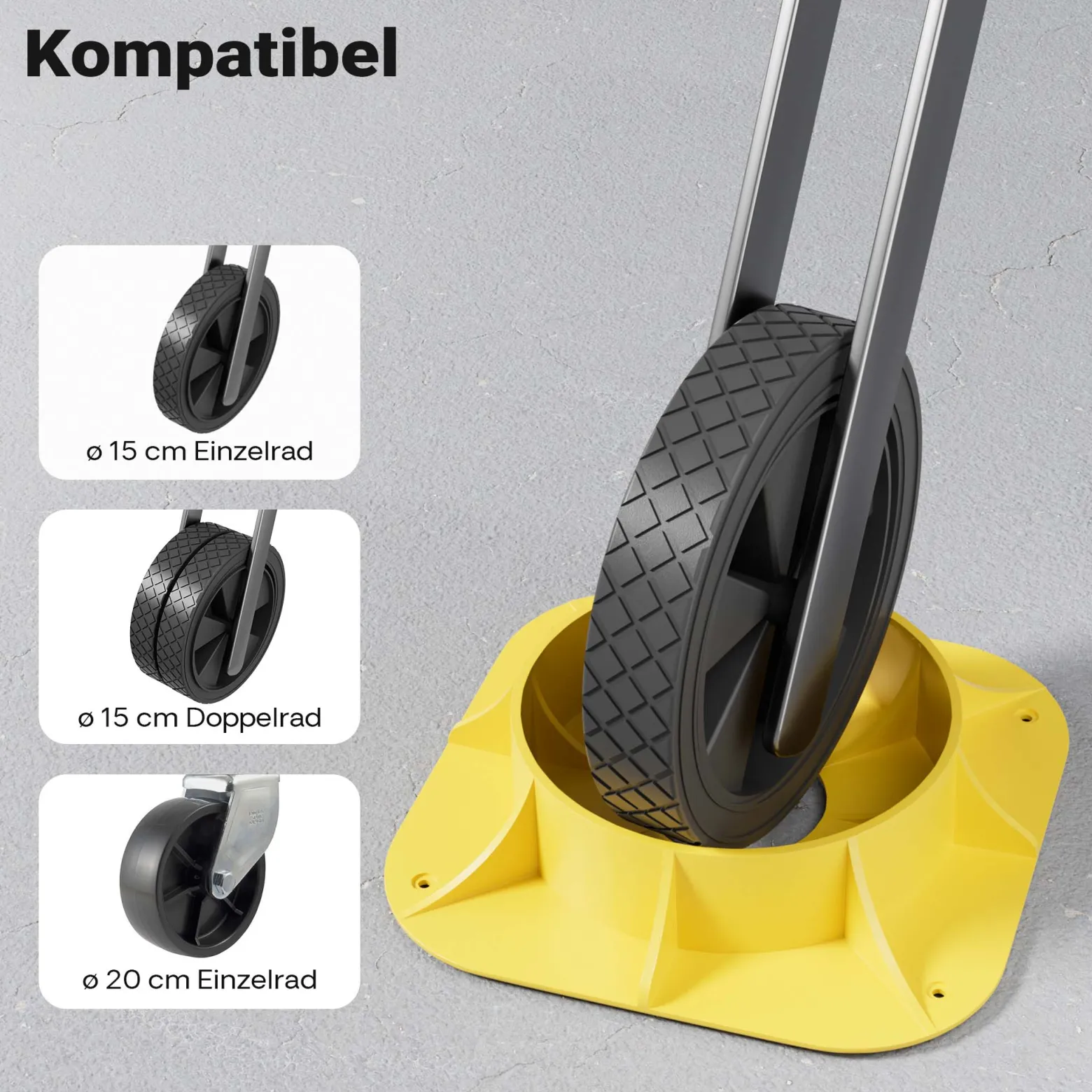 Wiltec Stützradunterlage rund 236 mm bis 900 kg, HDPE Stützrad Halterung für Stützrad bis Ø 160 mm, Unterlegkeil Stützrad für Anhänger u. Wohnwagen