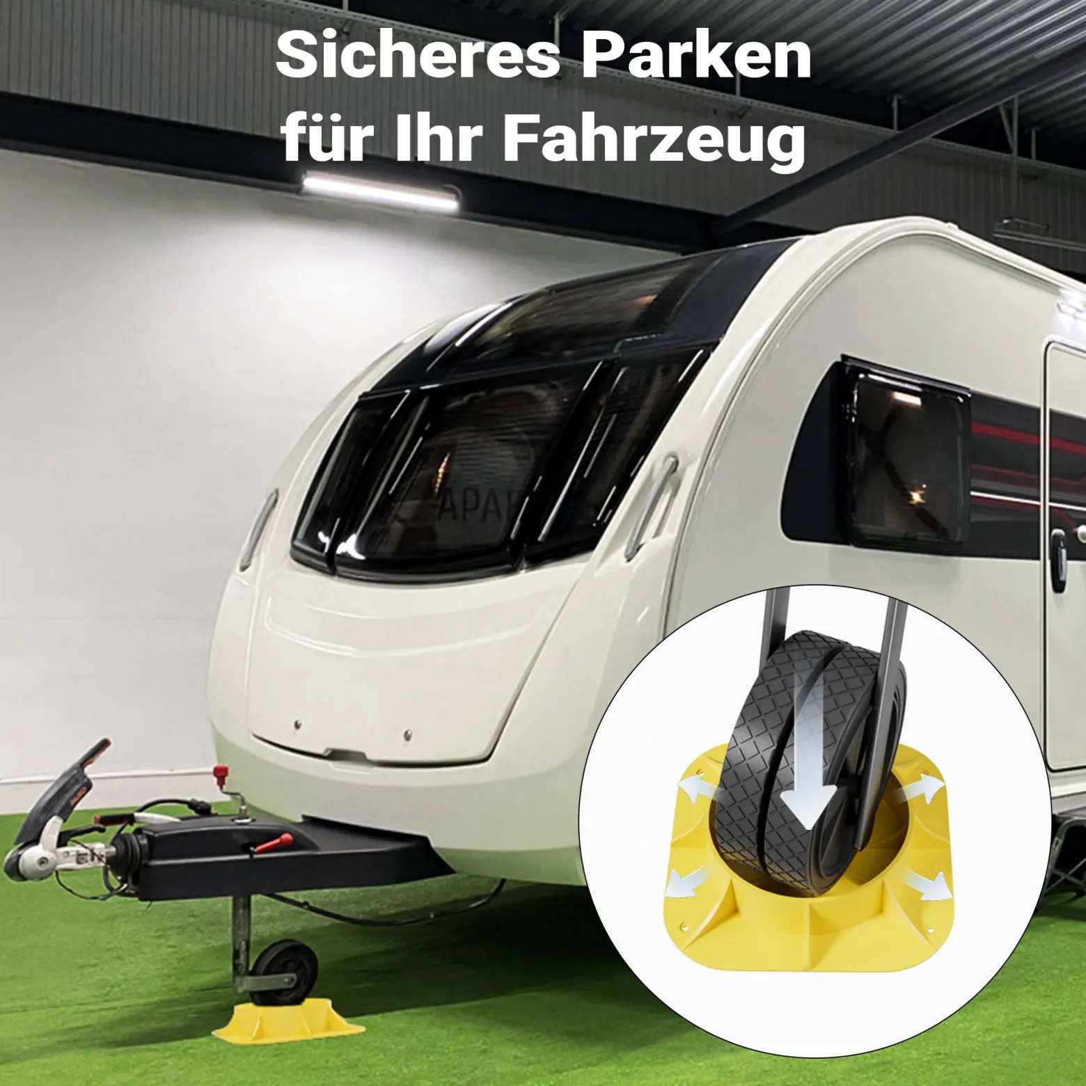 Wiltec Stützradunterlage rund 236 mm bis 900 kg, HDPE Stützrad Halterung für Stützrad bis Ø 160 mm, Unterlegkeil Stützrad für Anhänger u. Wohnwagen