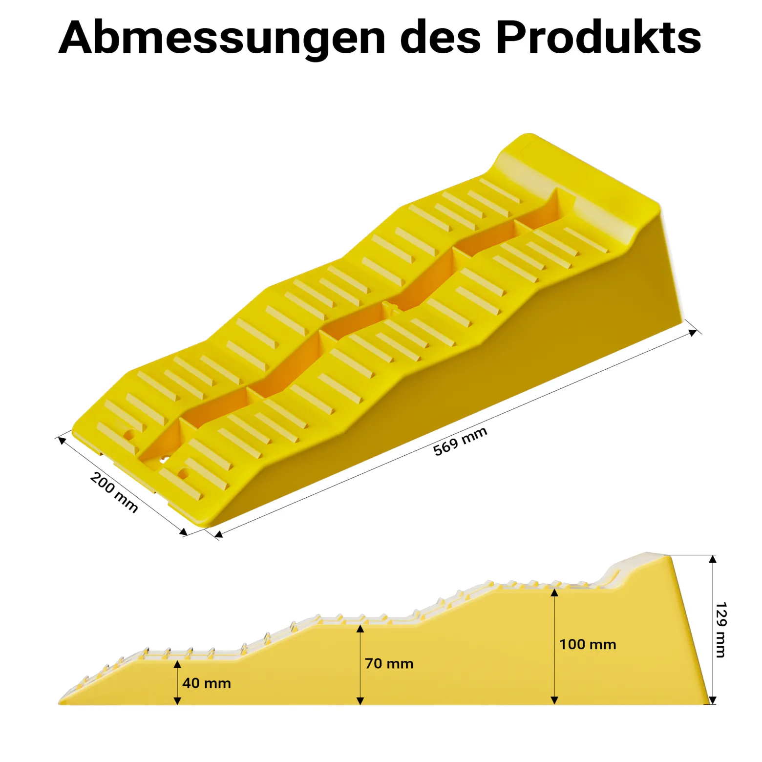 Wiltec Stufenkeile Paar mit 3 Höhenstufen 40/70/100 mm, Auffahrkeile 2er-Set mit 3 t Traglast, Ausgleichskeile für Wohnwagen, Wohnmobil, Camper usw.