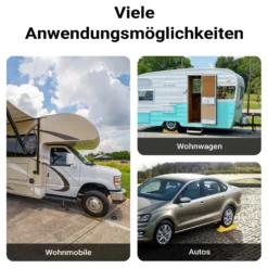 Wiltec Stufenkeile Paar 40/70/100 mm mit Stopper, Auffahrkeile 2er-Set mit 3 t Traglast, Ausgleichskeile für Wohnwagen, Wohnmobil, Camper usw.