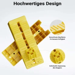 Wiltec Stufenkeile Paar 40/70/100 mm mit Stopper, Auffahrkeile 2er-Set mit 3 t Traglast, Ausgleichskeile für Wohnwagen, Wohnmobil, Camper usw.