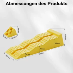 Wiltec Stufenkeile Paar 40/70/100 mm mit Stopper, Auffahrkeile 2er-Set mit 3 t Traglast, Ausgleichskeile für Wohnwagen, Wohnmobil, Camper usw.