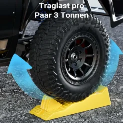 Wiltec Stufenkeile Paar 40/70/100 mm mit Stopper, Auffahrkeile 2er-Set mit 3 t Traglast, Ausgleichskeile für Wohnwagen, Wohnmobil, Camper usw.
