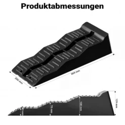 Wiltec Stufenkeile Paar 40/70/100 mm 5 t, Auffahrkeile 2er-Set mit 3 Höhenstufen, Ausgleichskeile für Wohnwagen, Wohnmobil, Camper