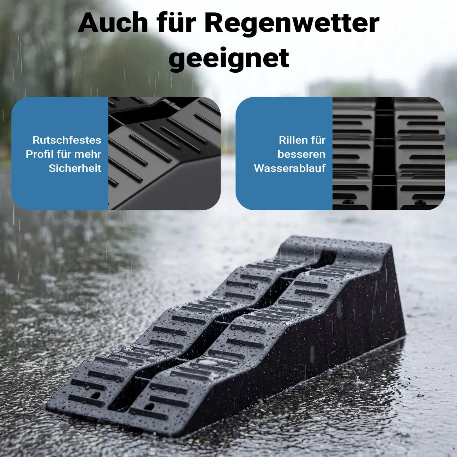 Wiltec Stufenkeile Paar 40/70/100 mm 5 t, Auffahrkeile 2er-Set mit 3 Höhenstufen, Ausgleichskeile für Wohnwagen, Wohnmobil, Camper