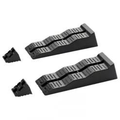 Wiltec Stufenkeile Paar 40/70/100 mm 5 t mit Stopper, Auffahrkeile 2er-Set mit 3 Höhen, Ausgleichskeile für Wohnwagen, Wohnmobil, Camper