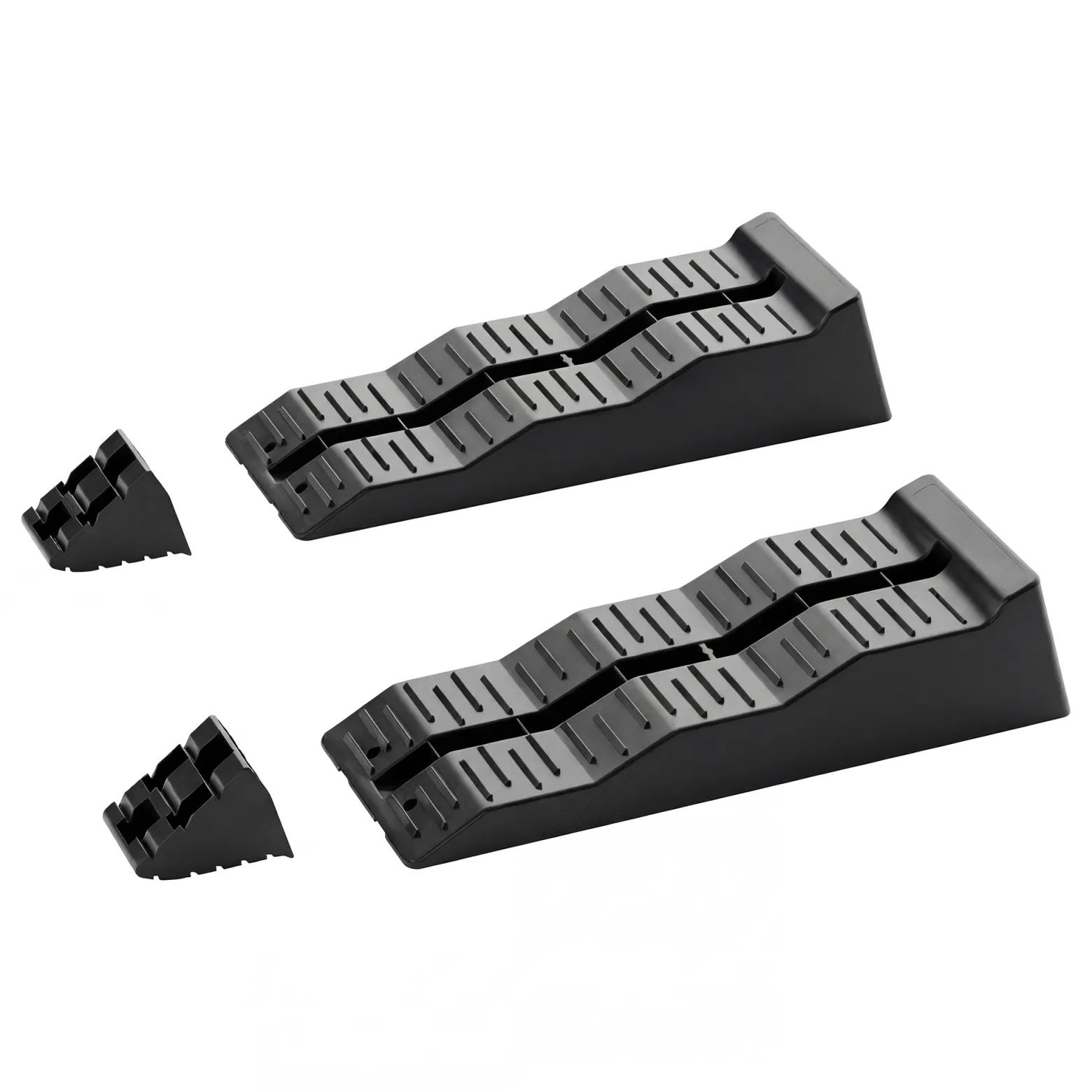 Wiltec Stufenkeile Paar 40/70/100 mm 5 t mit Stopper, Auffahrkeile 2er-Set mit 3 Höhen, Ausgleichskeile für Wohnwagen, Wohnmobil, Camper