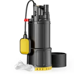 Wiltec Tauchpumpe mit Schwimmerschalter 1200 W, Tiefbrunnenpumpe bis 7 m Tiefe, Brunnenpumpe 40 m Förderhöhe, Wasserpumpe für Klarwasser