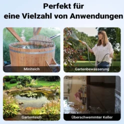 Wiltec Tauchpumpe mit Schwimmerschalter 1200 W, Tiefbrunnenpumpe bis 7 m Tiefe, Brunnenpumpe 40 m Förderhöhe, Wasserpumpe für Klarwasser