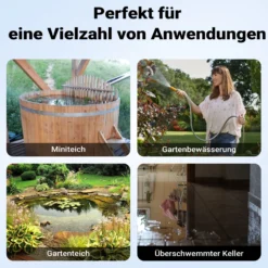 Wiltec Tauchpumpe mit Schwimmerschalter 850 W, Tiefbrunnenpumpe bis 7 m Tiefe, Brunnenpumpe 20 m Förderhöhe, Wasserpumpe für Klarwasser