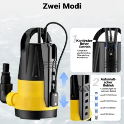 Wiltec Tauchpumpe mit Sensor 400 W, Tiefbrunnenpumpe mit 2 Modi, leistungsstarke Wasserpumpe 7300 l/h, Brunnenpumpe 7,5 m Förderhöhe & 7 m Tiefe