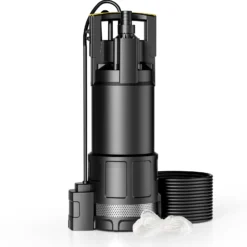 Wiltec Tauchpumpe mit Trockenlaufschutz und Schwimmerschalter 1200 W, Tiefbrunnenpumpe 6000 l/h, Wasserpumpe mit Schwimmer bis 7 m Tiefe & 40 m Förderhöhe